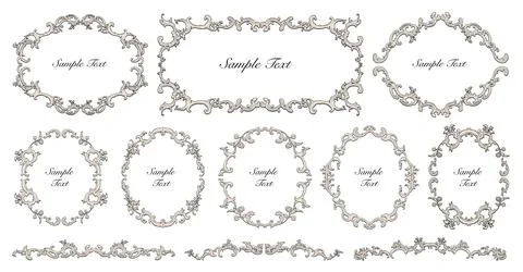 Baroque vintage design label frame set. Stock Illustration