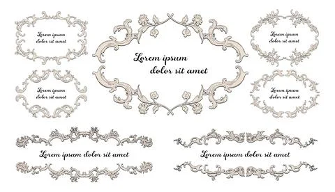 Baroque vintage design label frame set. Stock Illustration