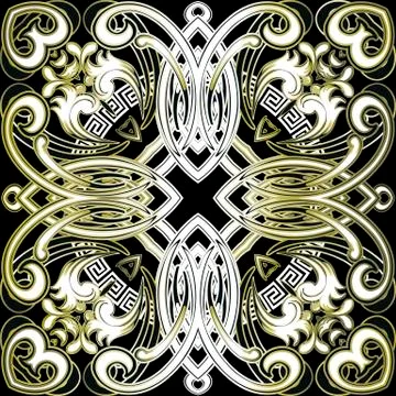 Baroque vintage vector seamless pattern. Greek ethnic ornamental background Illustrazione stock