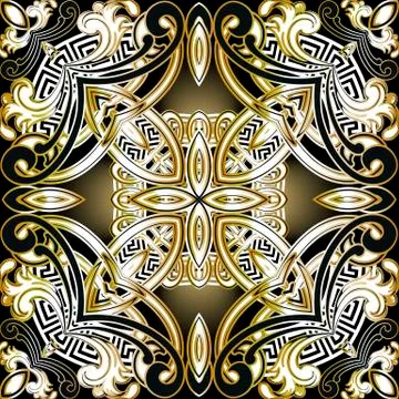 Baroque vintage vector seamless pattern. Greek ethnic style patterned background Illustrazione stock