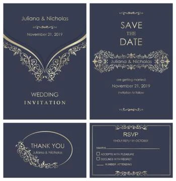 Baroque wedding set Stock Illustration