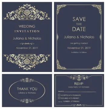 Baroque wedding set Stock Illustration