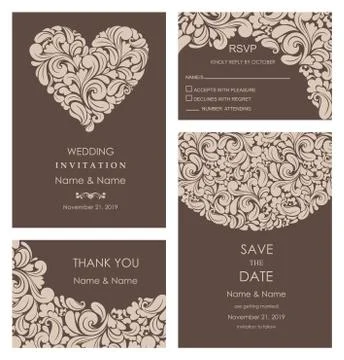 Baroque wedding set Stock Illustration