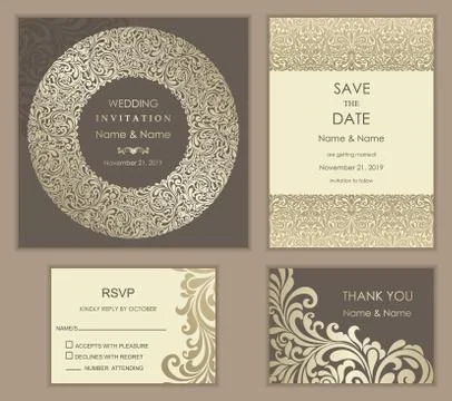 Baroque wedding set Stock Illustration