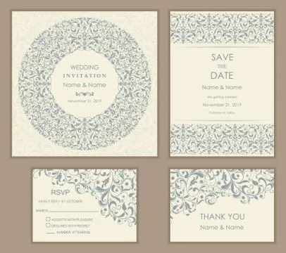 Baroque wedding set Stock Illustration