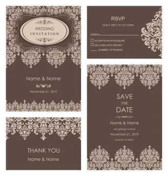Baroque wedding set Stock Illustration