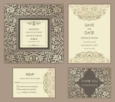 Baroque wedding set Stock Illustration