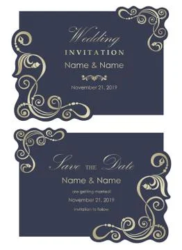 Baroque wedding set Stock Illustration