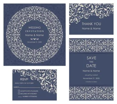 Baroque wedding set Stock Illustration