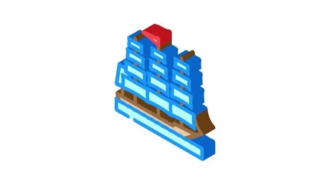 Barque ancient ship isometric icon animation Stock Footage 327280586