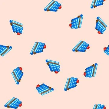 Barque ancient ship isometric icon seamless pattern Stock Illustration