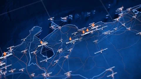 Barquisimeto map big data visualization. Futuristic map infographic of city in Illustrazione stock