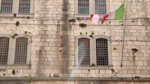 Barrack with italian flag Stock Footage 106074887