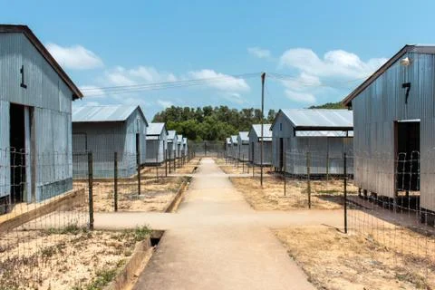 Barracks at Coconut Tree Prison on Phu Quoc Island in Vietnam Stock Photos