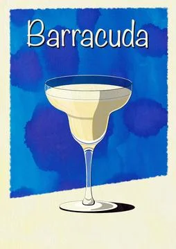 Barracuda Cocktail Printable Wall Art Poster Stock Illustration
