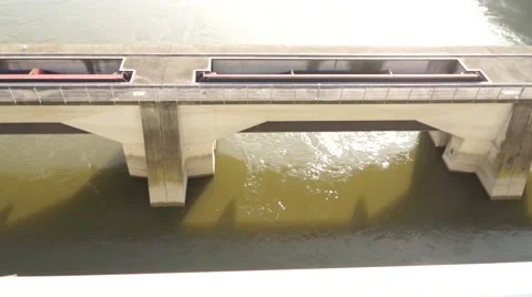 Barrage in Danube Stock Footage 50882537