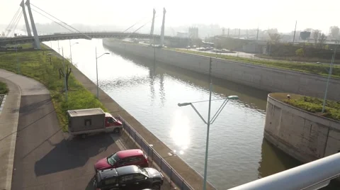 Barrage in Danube Stock Footage 50882542