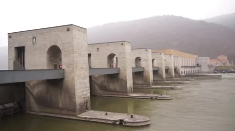 Barrage in Danube Stock Footage 50882678