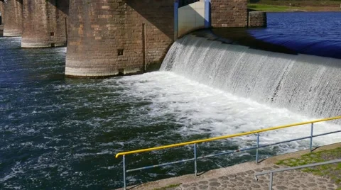 Barrage weir for bridging height differences Stock Footage 63768302