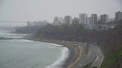 Barranco beach, a winter day in Lima Peru Stock Footage 162087736
