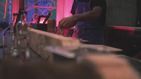 Barranco, lima peru. 28 jun 2025. Pizza chef preparing pizza in restaurant Stock Footage 312238147