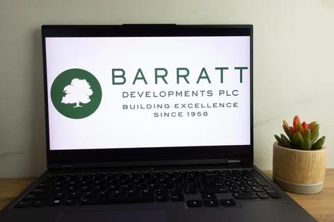 Barratt Developments plc company logo on laptop Stock Photos