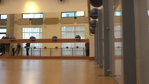Barre Studio Yoga Class About to Begin Stock Footage 82810941
