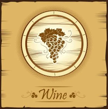 Barre wine. label with grapes, cask Stock Illustration