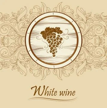 Barre wine. label with grapes, cask Stock Illustration