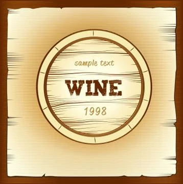 Barre wine. label with grapes, cask Stock Illustration
