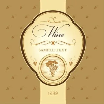 Barre wine. label with grapes, cask Stock Illustration
