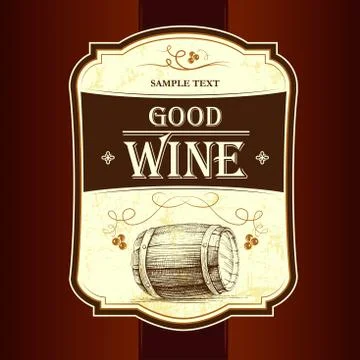 Barre wine. label with grapes, cask Stock Illustration