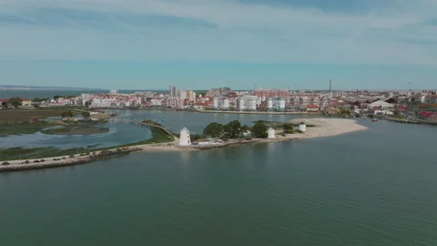 Barreiro windmill and riverfront Stock Footage 188497975
