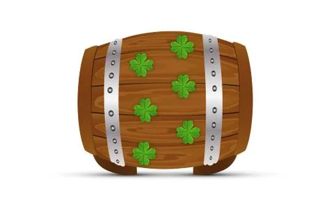 Barrel of ale with a four leaf for St Patricks Day Stock Illustration