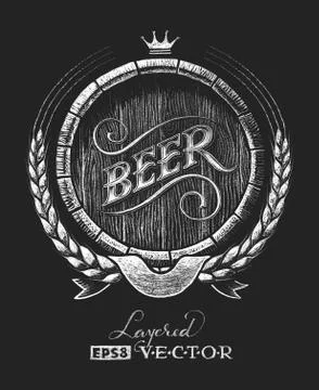 Barrel of beer on chalkboard Stock Illustration