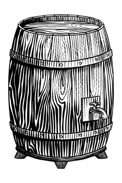A barrel of beer. hand drawn engraving in old vintage style isolated clipart Stock Illustration