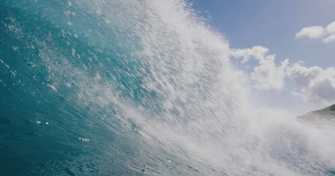 In the barrel of blue ocean wave Stock Footage 105753342
