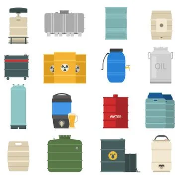 Barrel capacity tanks vector set Stock Illustration