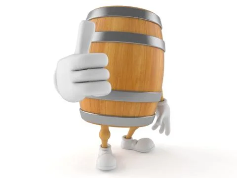 Barrel character with thumbs up Stock Illustration