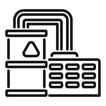 Barrel connected to a panel with cables transmitting a signal Stock Illustration