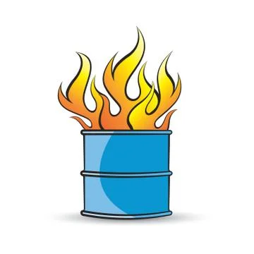 Barrel with fire in color Stock Illustration