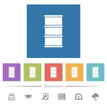 Barrel flat white icons in square backgrounds Stock Illustration
