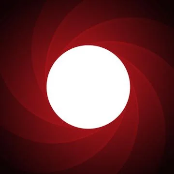 Barrel of a gun inside red background. Vector secret agent theme background. 스톡 일러스트