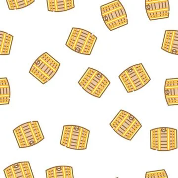 Barrel with gunpowder or rum vector seamless pattern Stock Illustration