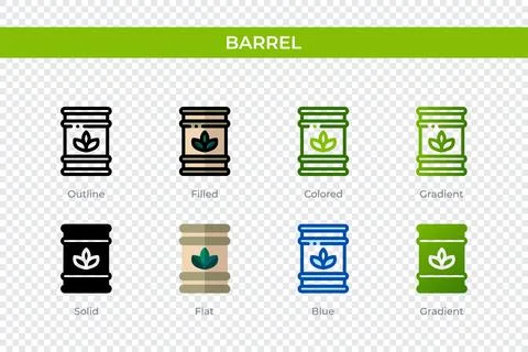 Barrel icon in different style. Barrel vector icons designed in outline, so.. Stock Illustration