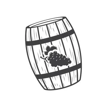 Barrel icon with grapes vector Stock Illustration