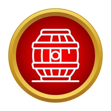 Barrel icon representing beverage storage in red circle Stock Illustration