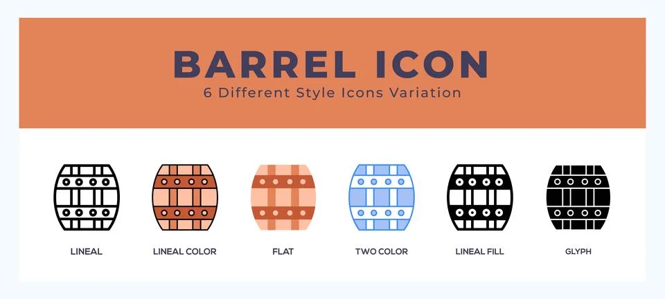Barrel icon set. vector illustration. Illustrazione stock