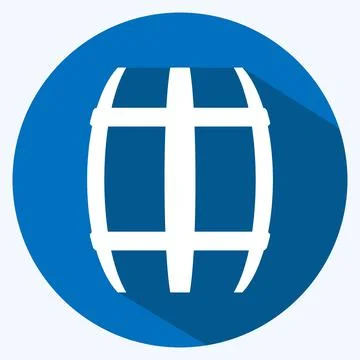 Barrel Icon in trendy long shadow style isolated on soft blue background Stock Illustration