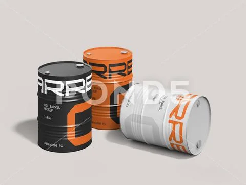 Barrel Oil 3D Render Mockup PSD Template